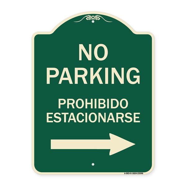 No Parking Prohibido Estacionarse W/ Left Arrow Heavy-Gauge Aluminum Sign, 24" x 18", G-1824-23596